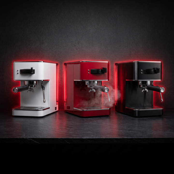 Portable Electric Espresso Coffee Maker - group shot White Red Black