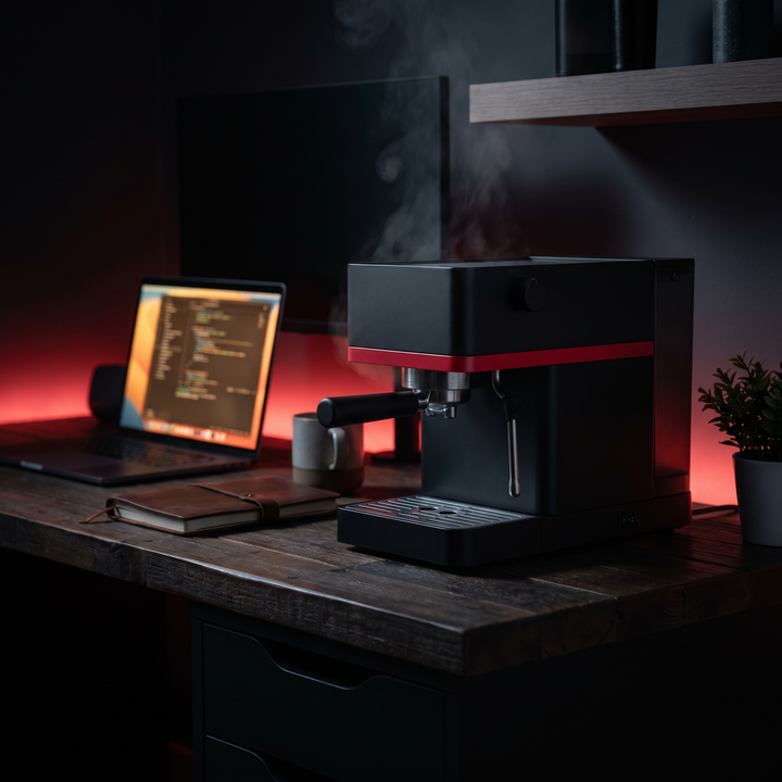 Portable Electric Espresso Coffee Maker - Black - lifestyle moody office desk