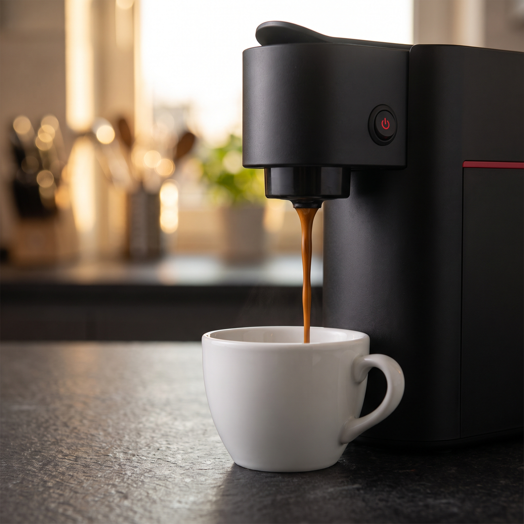 Portable Electric Espresso Coffee Maker - Black - lifestyle espresso pour