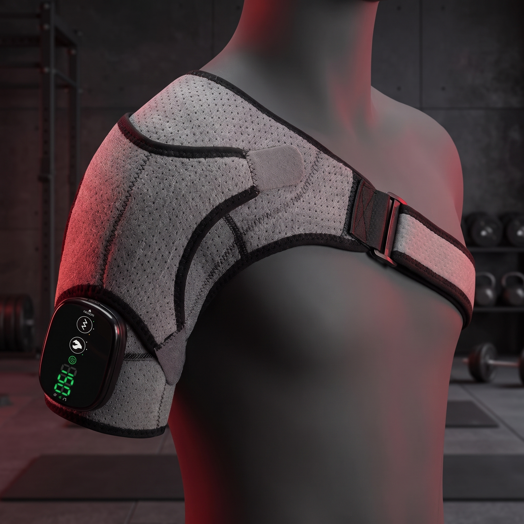 Heated Shoulder Massage Brace Electric Vibration Therapy Wrap Adjustable Thermal Support Belt for Shoulder Pain Relief Recovery Home Use