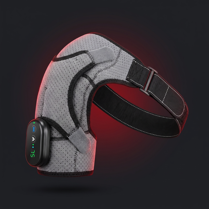 Heated Shoulder Massage Brace Electric Vibration Therapy Wrap Adjustable Thermal Support Belt for Shoulder Pain Relief Recovery Home Use