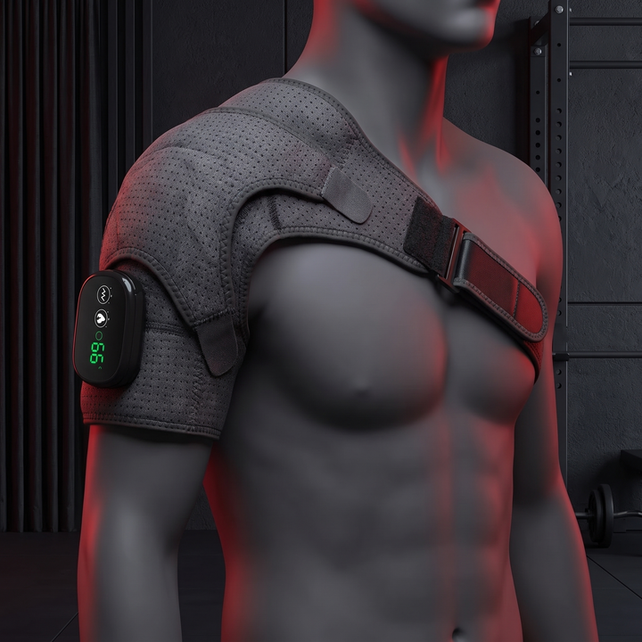 Heated Shoulder Massage Brace Electric Vibration Therapy Wrap Adjustable Thermal Support Belt for Shoulder Pain Relief Recovery Home Use