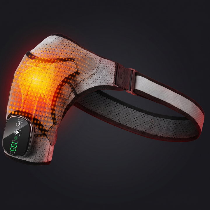 Heated Shoulder Massage Brace Electric Vibration Therapy Wrap Adjustable Thermal Support Belt for Shoulder Pain Relief Recovery Home Use
