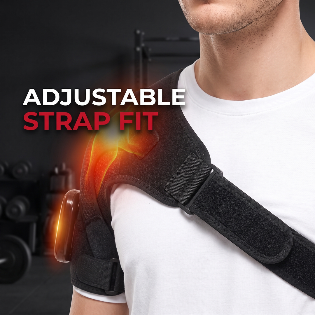 Heated Shoulder Massage Brace Electric Vibration Therapy Wrap Adjustable Thermal Support Belt for Shoulder Pain Relief Recovery Home Use