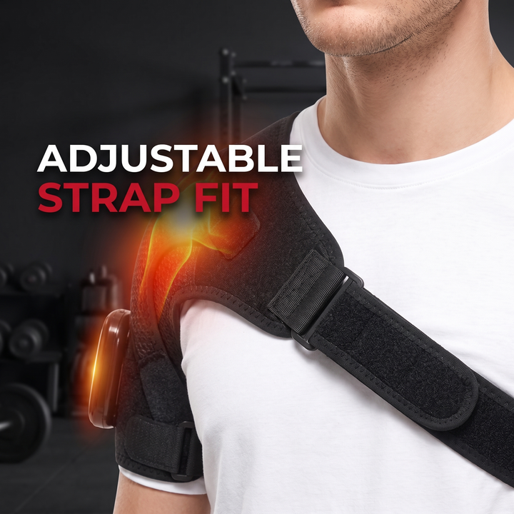Heated Shoulder Massage Brace Electric Vibration Therapy Wrap Adjustable Thermal Support Belt for Shoulder Pain Relief Recovery Home Use