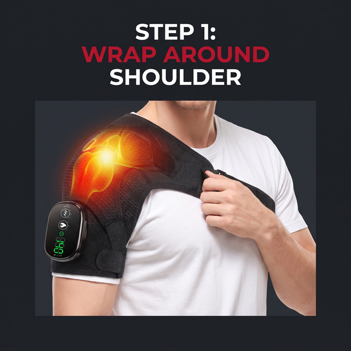 Heated Shoulder Massage Brace Electric Vibration Therapy Wrap Adjustable Thermal Support Belt for Shoulder Pain Relief Recovery Home Use