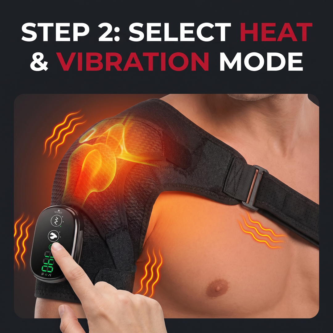 Heated Shoulder Massage Brace Electric Vibration Therapy Wrap Adjustable Thermal Support Belt for Shoulder Pain Relief Recovery Home Use