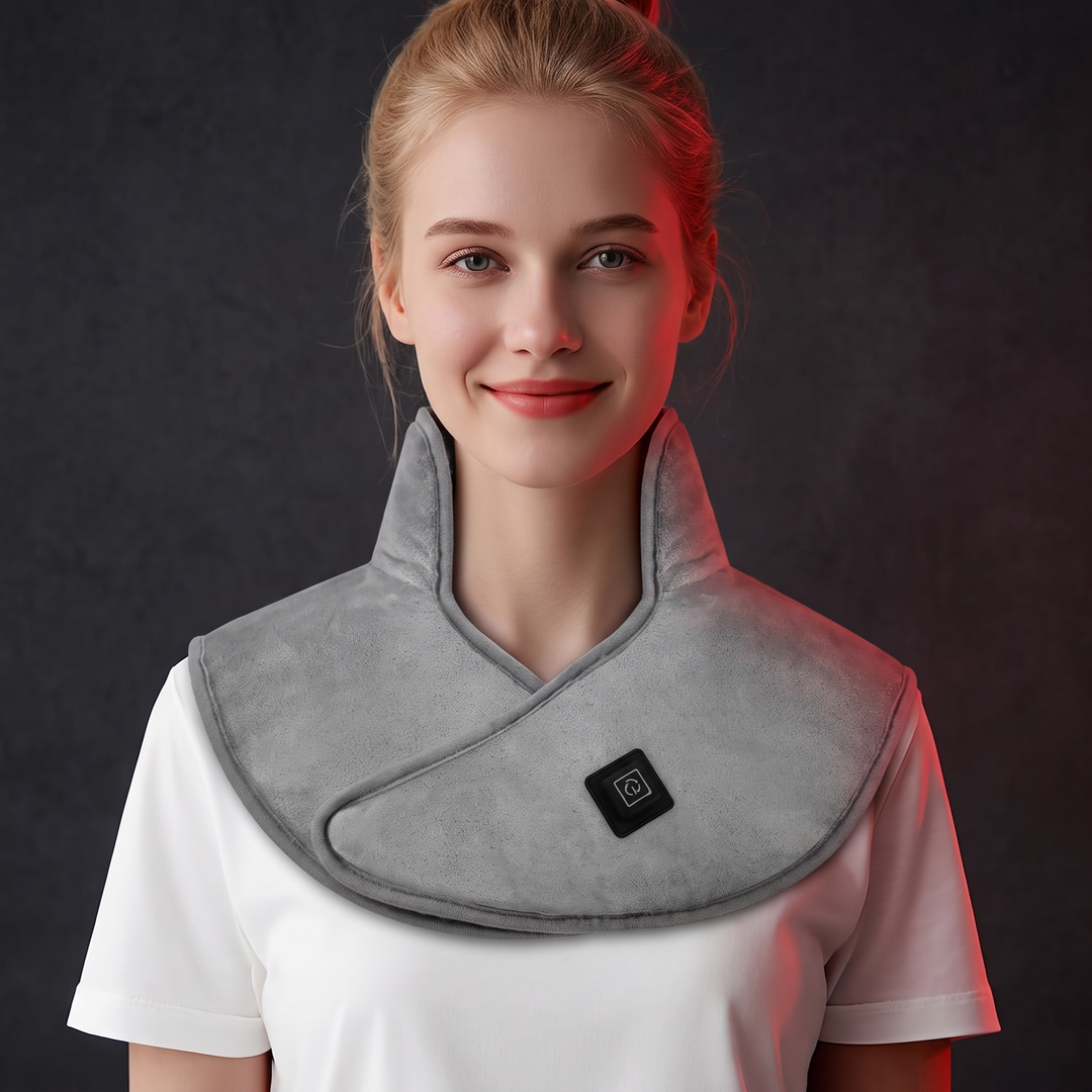 Heated Shoulder Neck Wrap Electric Heating Pad - gray heated neck and shoulder wrap