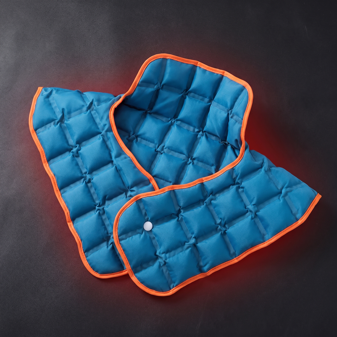 Heated Shoulder Neck Wrap - Blue quilted hot and cold compress variant