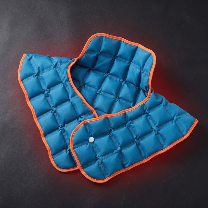 Heated Shoulder Neck Wrap - Blue quilted hot and cold compress variant