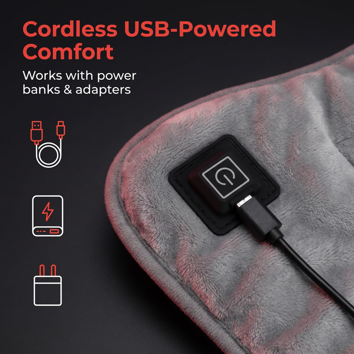 Heated Shoulder Neck Wrap - cordless USB-powered comfort