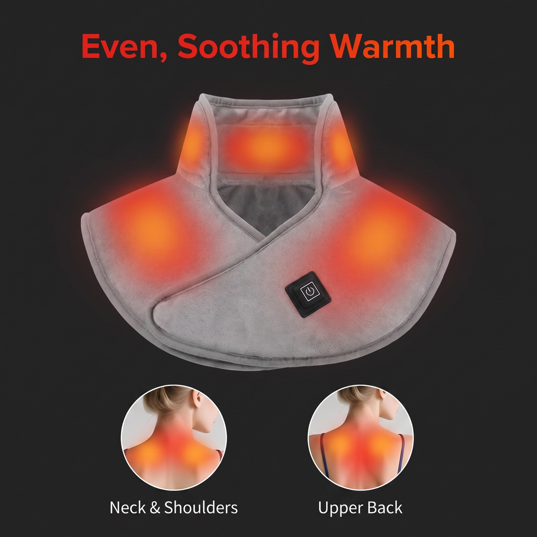 Heated Shoulder Neck Wrap - even, soothing warmth coverage