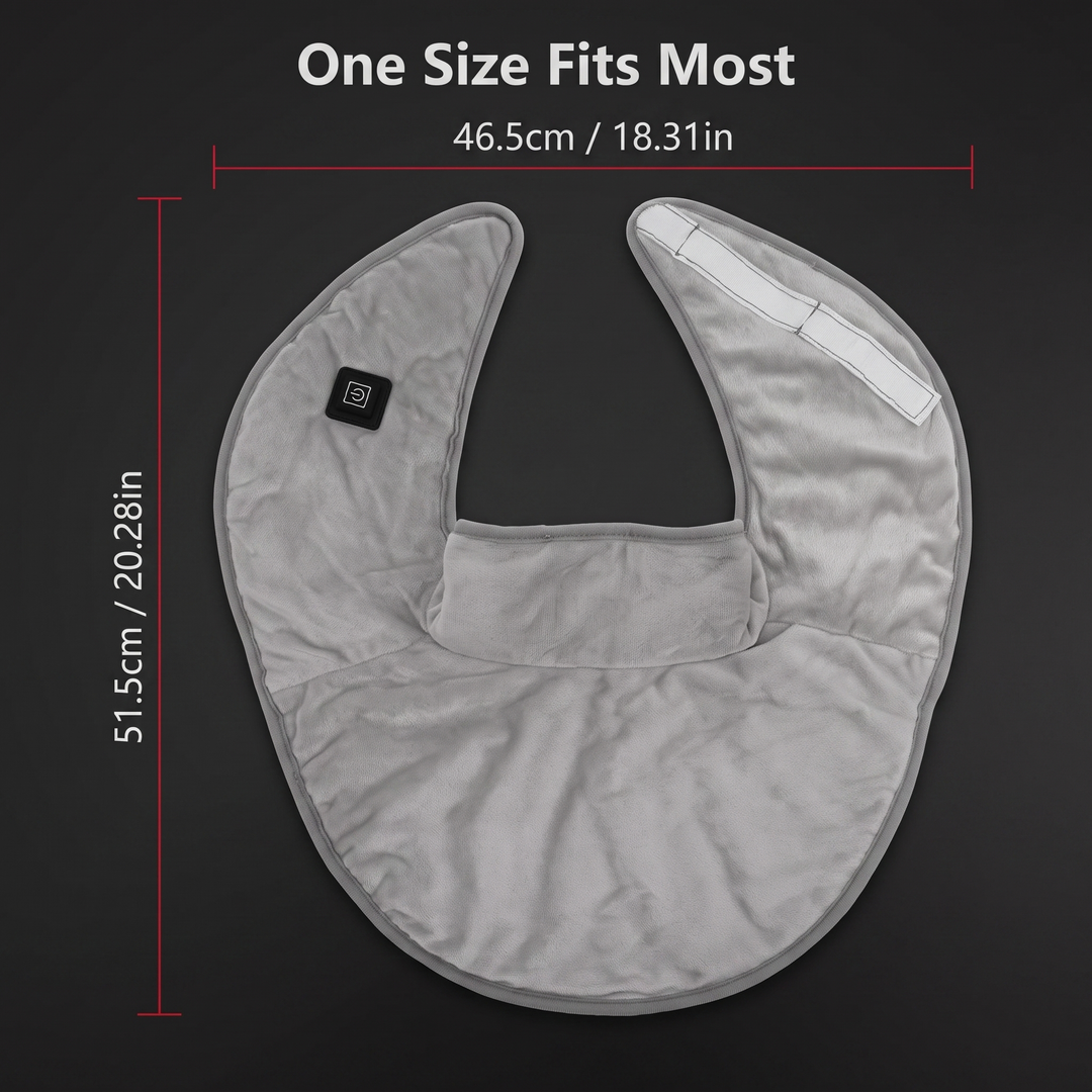 Heated Shoulder Neck Wrap - one size fits most, sizing diagram