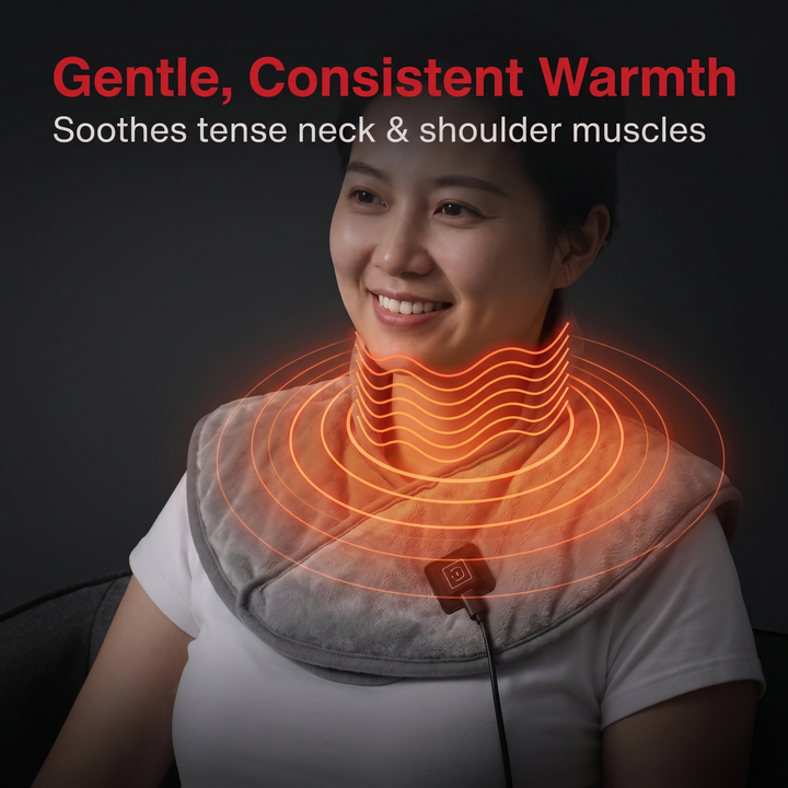 Heated Shoulder Neck Wrap - gentle, consistent warmth demonstration