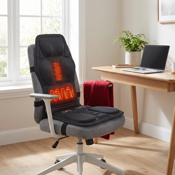 Therapeutic Electric Heating Vibrating Massage Pad for Back Lumbar Shoulder Muscle Relief Seat Cushion Car Office Home Use