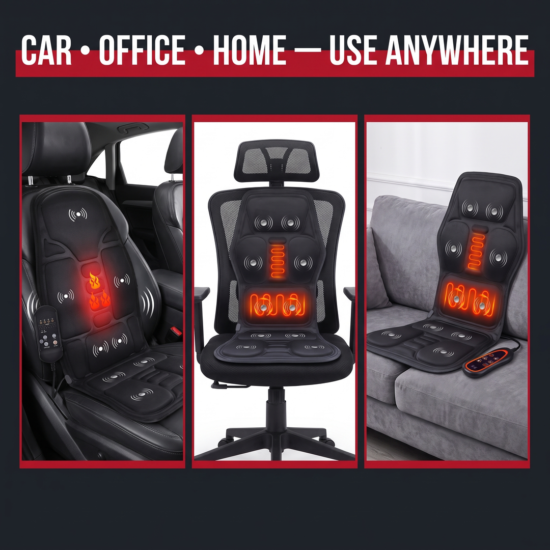 Therapeutic Electric Heating Vibrating Massage Pad for Back Lumbar Shoulder Muscle Relief Seat Cushion Car Office Home Use