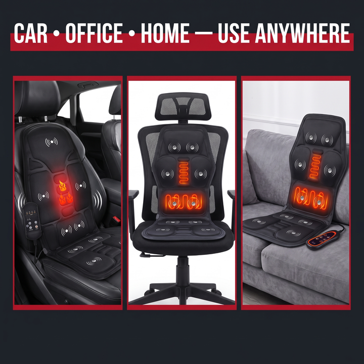Therapeutic Electric Heating Vibrating Massage Pad for Back Lumbar Shoulder Muscle Relief Seat Cushion Car Office Home Use