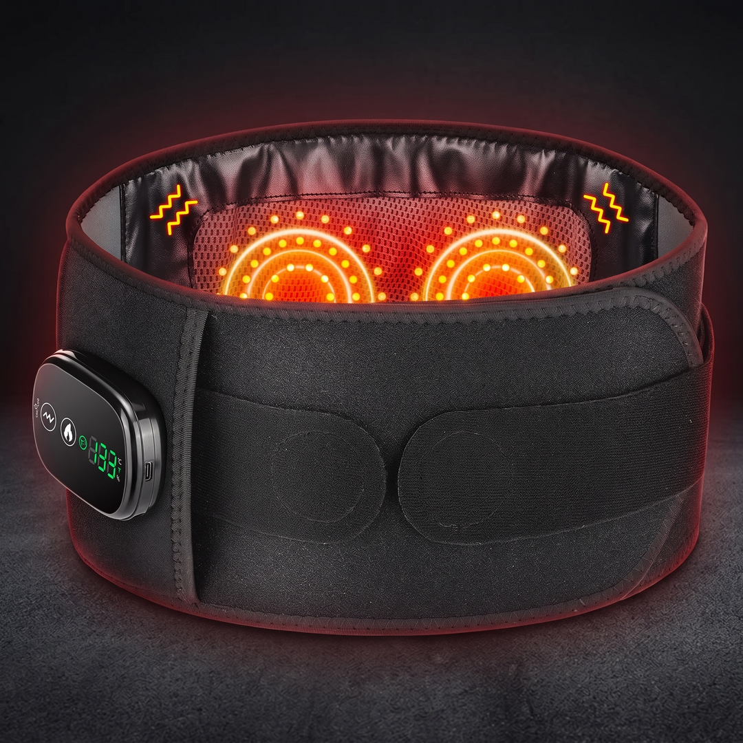 Professional Heating Vibration Massage Belt with Red Light Therapy Lumbar Support Brace Back Waist Pain Relief Home Recovery