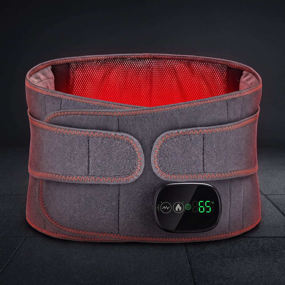 Professional Heating Vibration Massage Belt with Red Light Therapy Lumbar Support Brace Back Waist Pain Relief Home Recovery