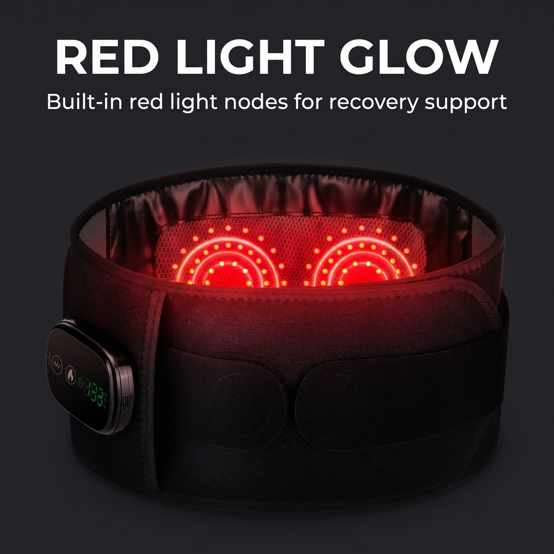Professional Heating Vibration Massage Belt with Red Light Therapy Lumbar Support Brace Back Waist Pain Relief Home Recovery