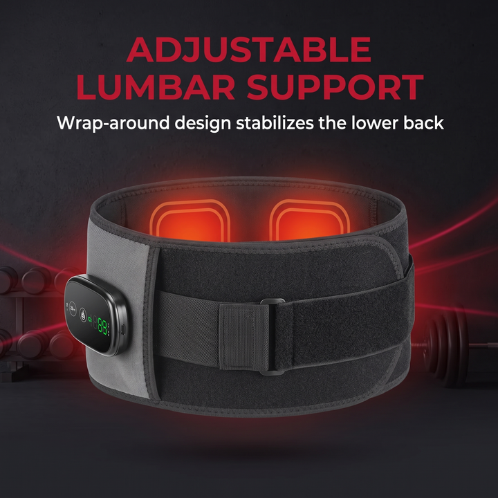 Professional Heating Vibration Massage Belt with Red Light Therapy Lumbar Support Brace Back Waist Pain Relief Home Recovery