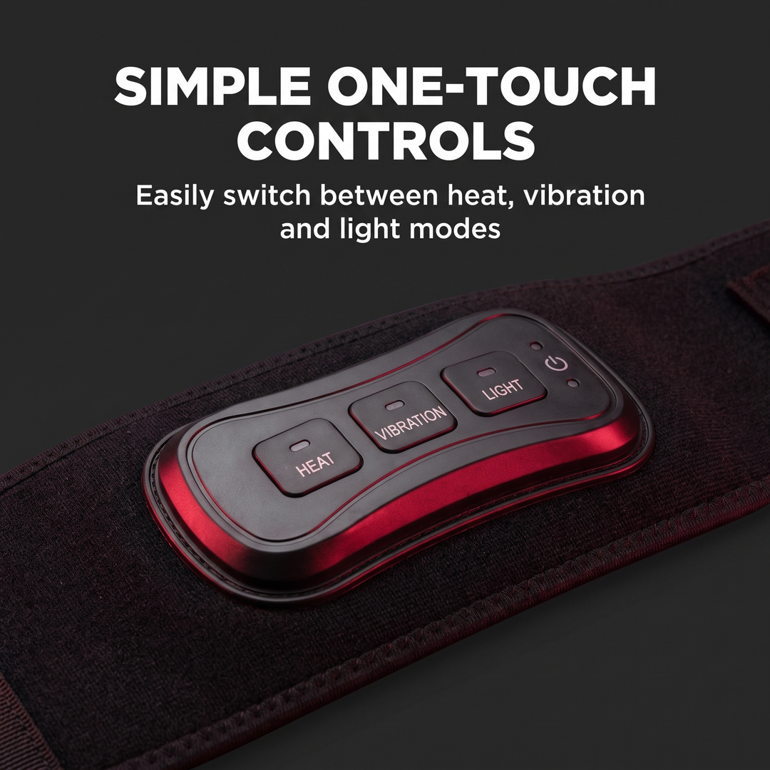 Professional Heating Vibration Massage Belt with Red Light Therapy Lumbar Support Brace Back Waist Pain Relief Home Recovery