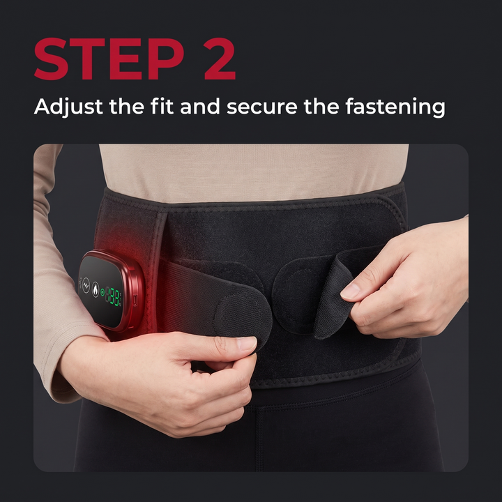 Professional Heating Vibration Massage Belt with Red Light Therapy Lumbar Support Brace Back Waist Pain Relief Home Recovery