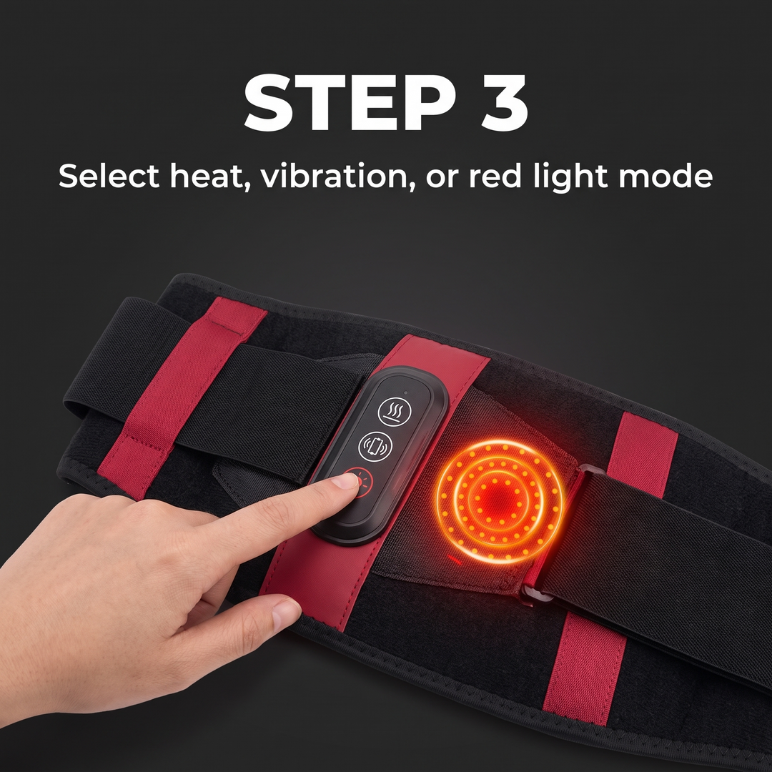Professional Heating Vibration Massage Belt with Red Light Therapy Lumbar Support Brace Back Waist Pain Relief Home Recovery