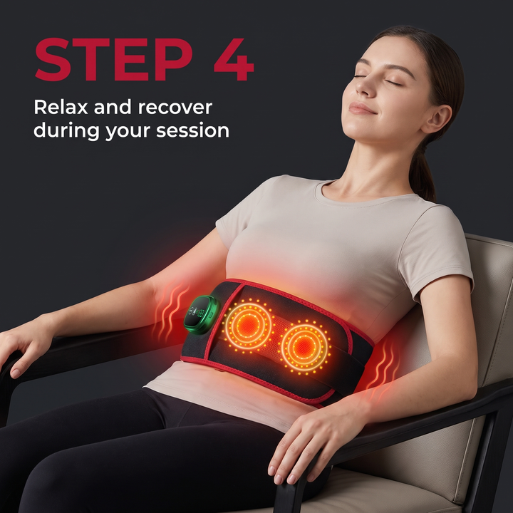 Professional Heating Vibration Massage Belt with Red Light Therapy Lumbar Support Brace Back Waist Pain Relief Home Recovery