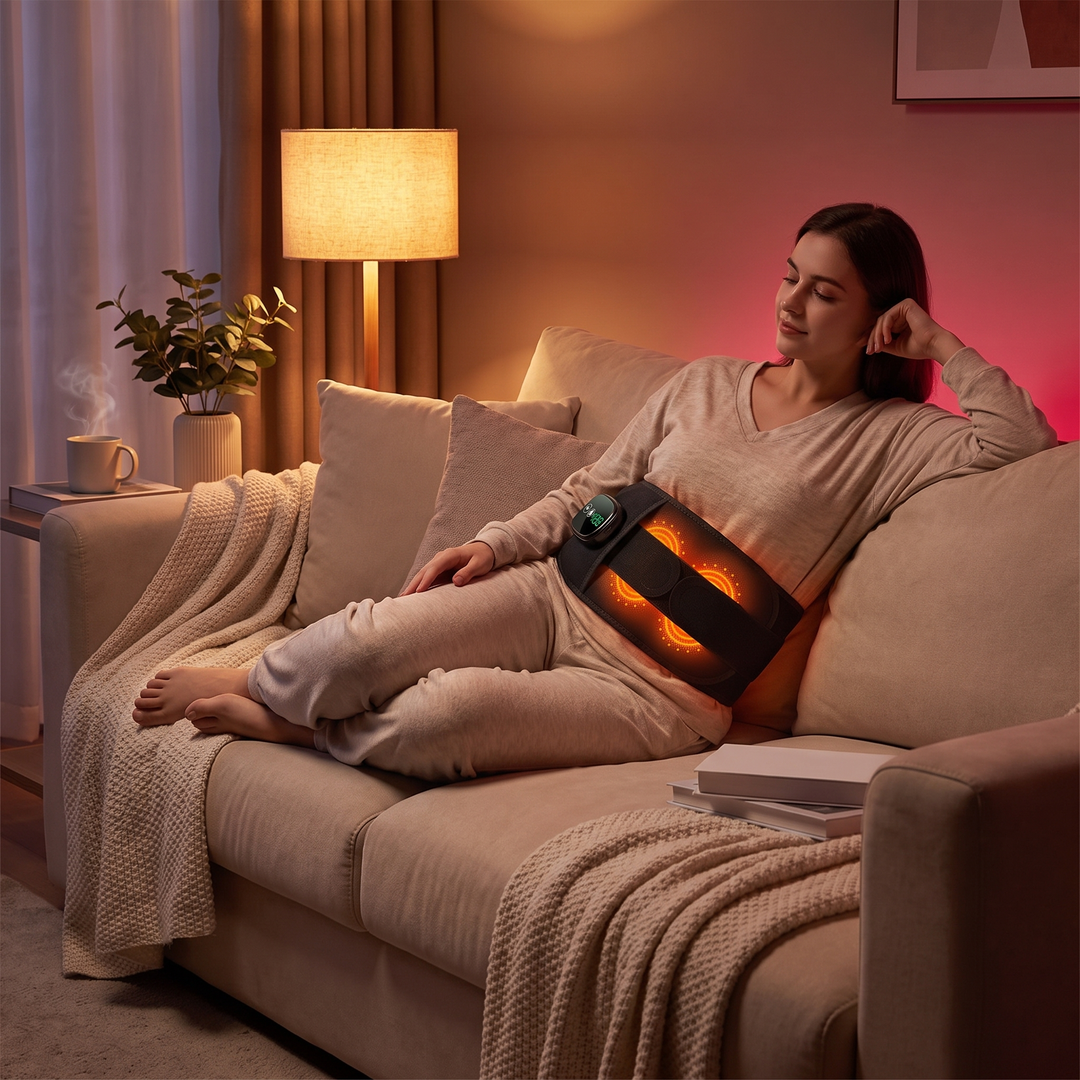 Professional Heating Vibration Massage Belt with Red Light Therapy Lumbar Support Brace Back Waist Pain Relief Home Recovery