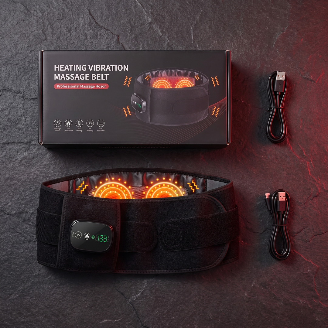 Professional Heating Vibration Massage Belt with Red Light Therapy Lumbar Support Brace Back Waist Pain Relief Home Recovery