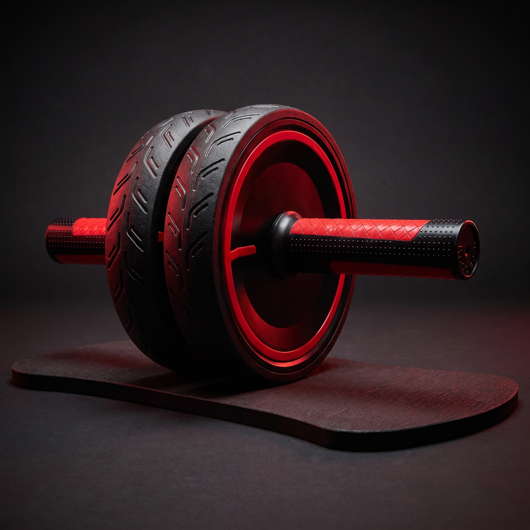 Heavy-Duty Ab Roller Wheel with Knee Pad Non-Slip Metal Handles Core Strength Trainer Abdominal Exercise Wheel Home Gym Workout Fitness