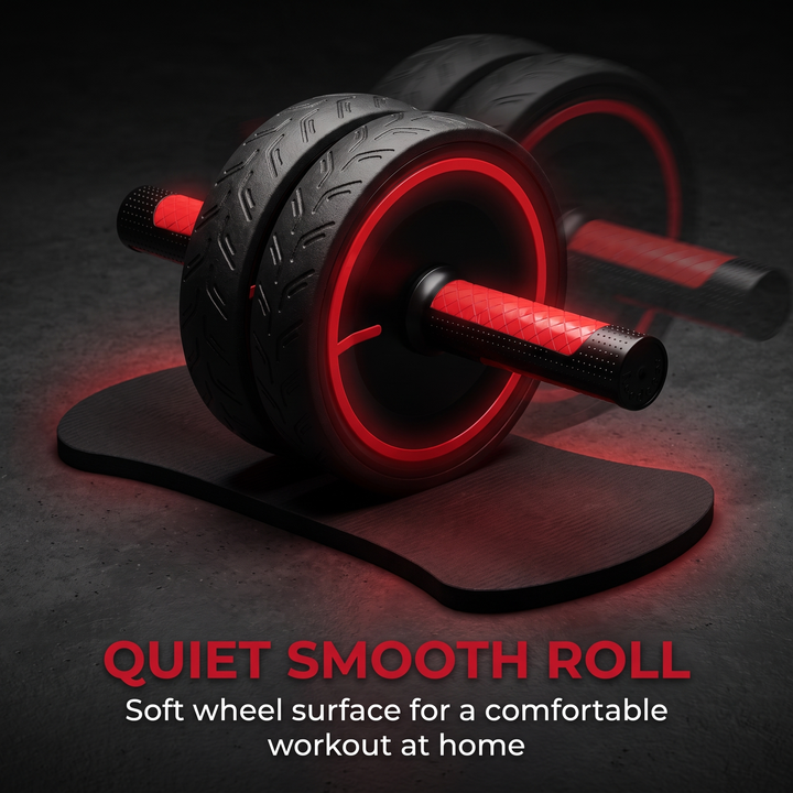 Heavy-Duty Ab Roller Wheel with Knee Pad Non-Slip Metal Handles Core Strength Trainer Abdominal Exercise Wheel Home Gym Workout Fitness