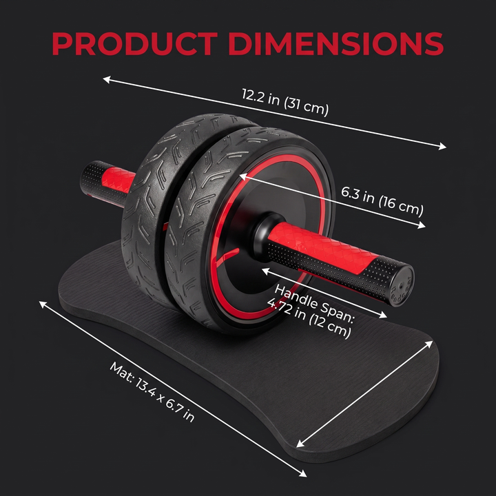 Heavy-Duty Ab Roller Wheel with Knee Pad Non-Slip Metal Handles Core Strength Trainer Abdominal Exercise Wheel Home Gym Workout Fitness