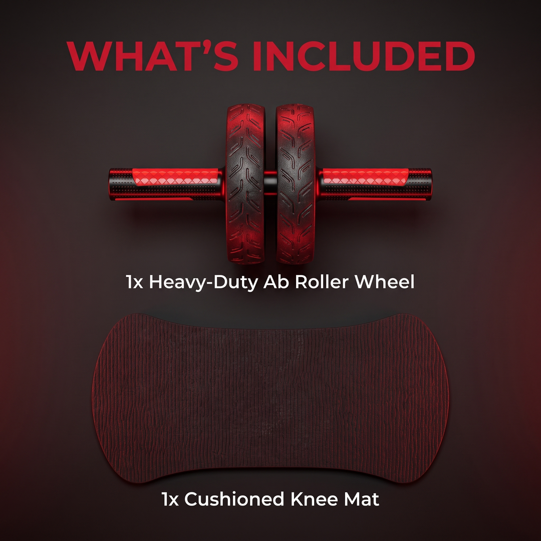 Heavy-Duty Ab Roller Wheel with Knee Pad Non-Slip Metal Handles Core Strength Trainer Abdominal Exercise Wheel Home Gym Workout Fitness