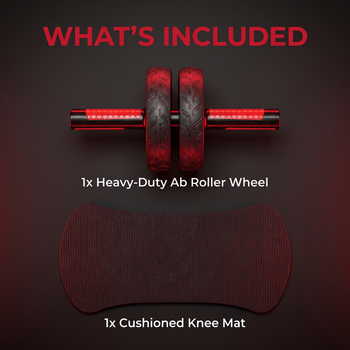 Heavy-Duty Ab Roller Wheel with Knee Pad Non-Slip Metal Handles Core Strength Trainer Abdominal Exercise Wheel Home Gym Workout Fitness