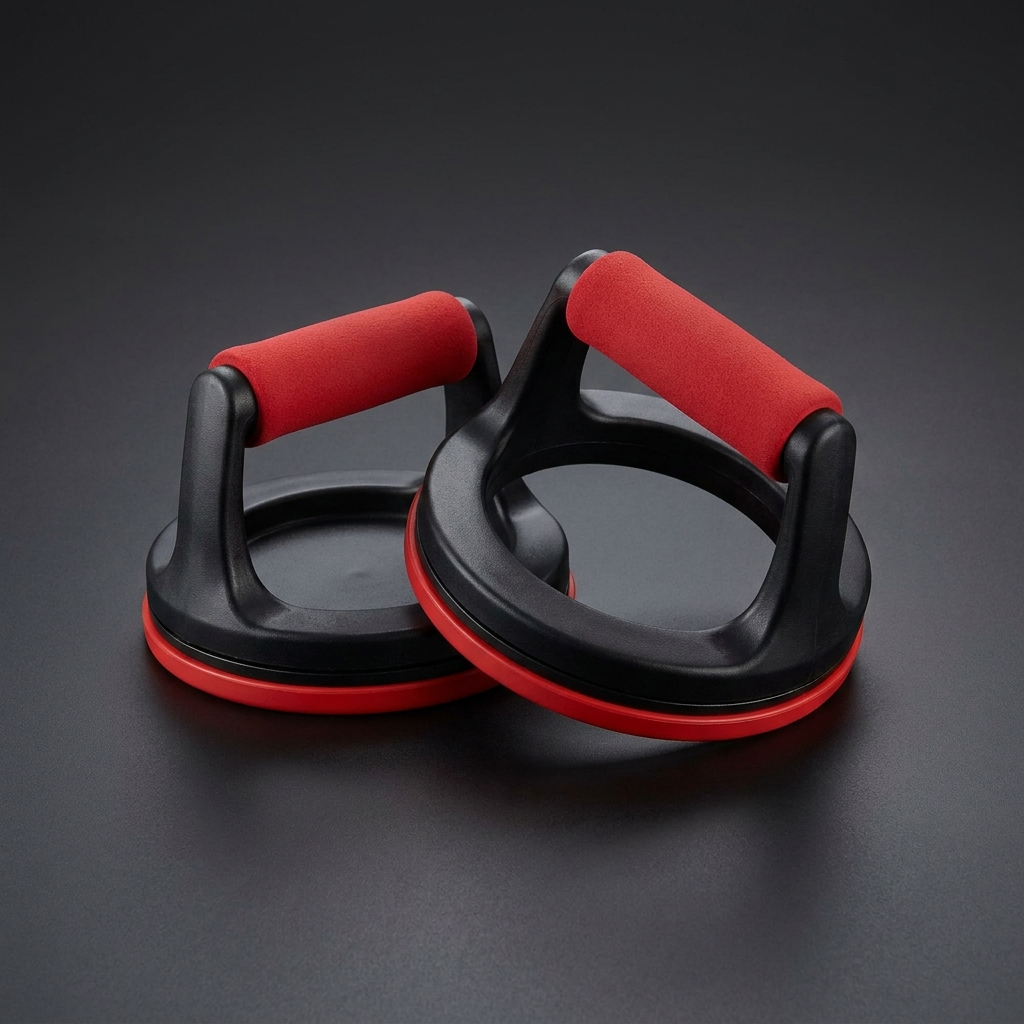 Rotating push-up bars, black with red accent - PhysioAthletX