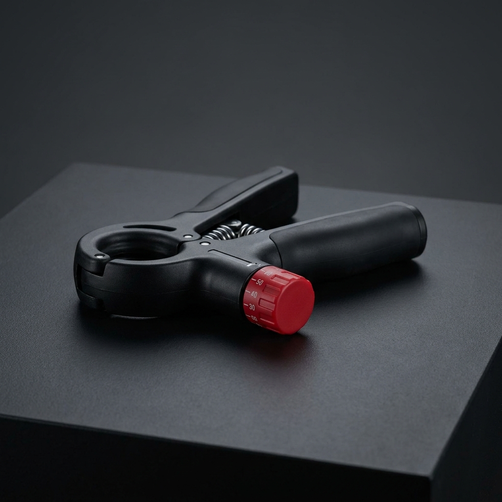 Adjustable grip strengthener, black with red dial - PhysioAthletX