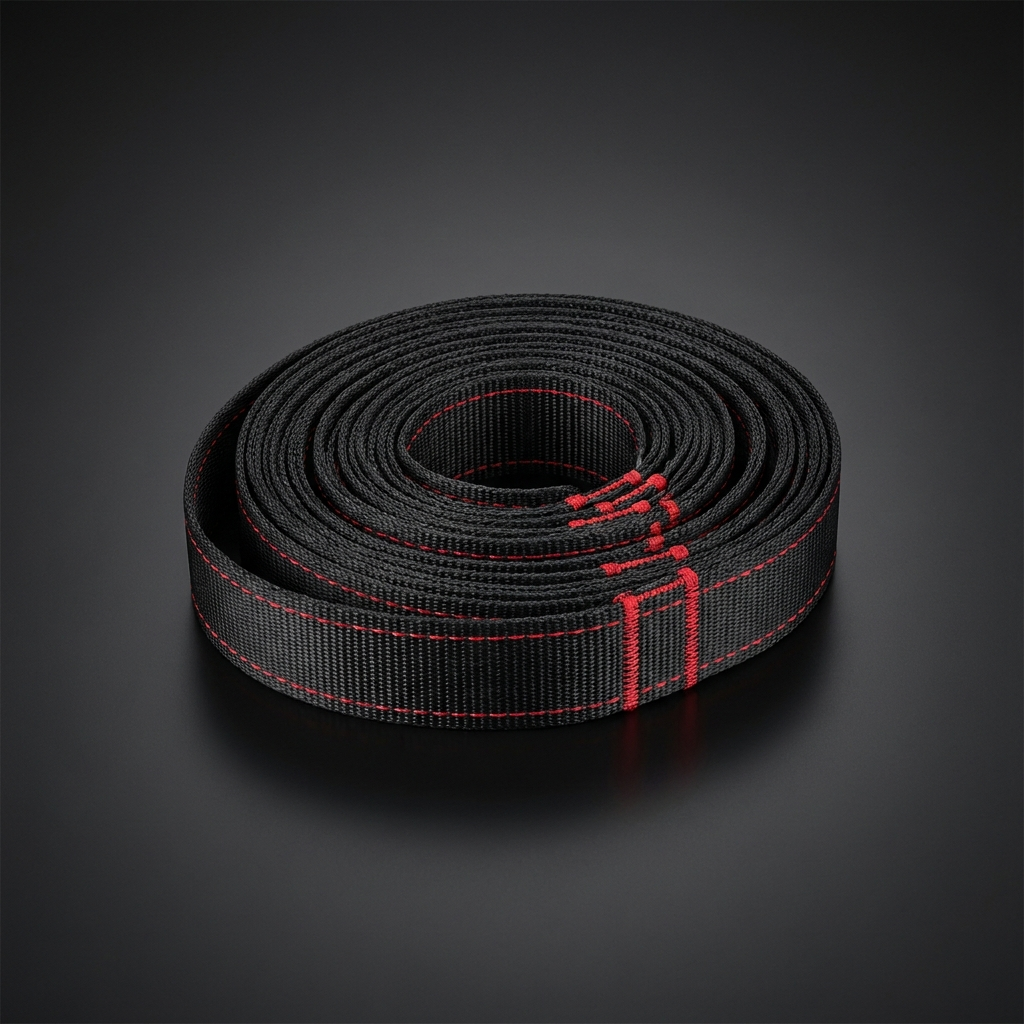 Multi-loop stretching strap, black with red stitching - PhysioAthletX