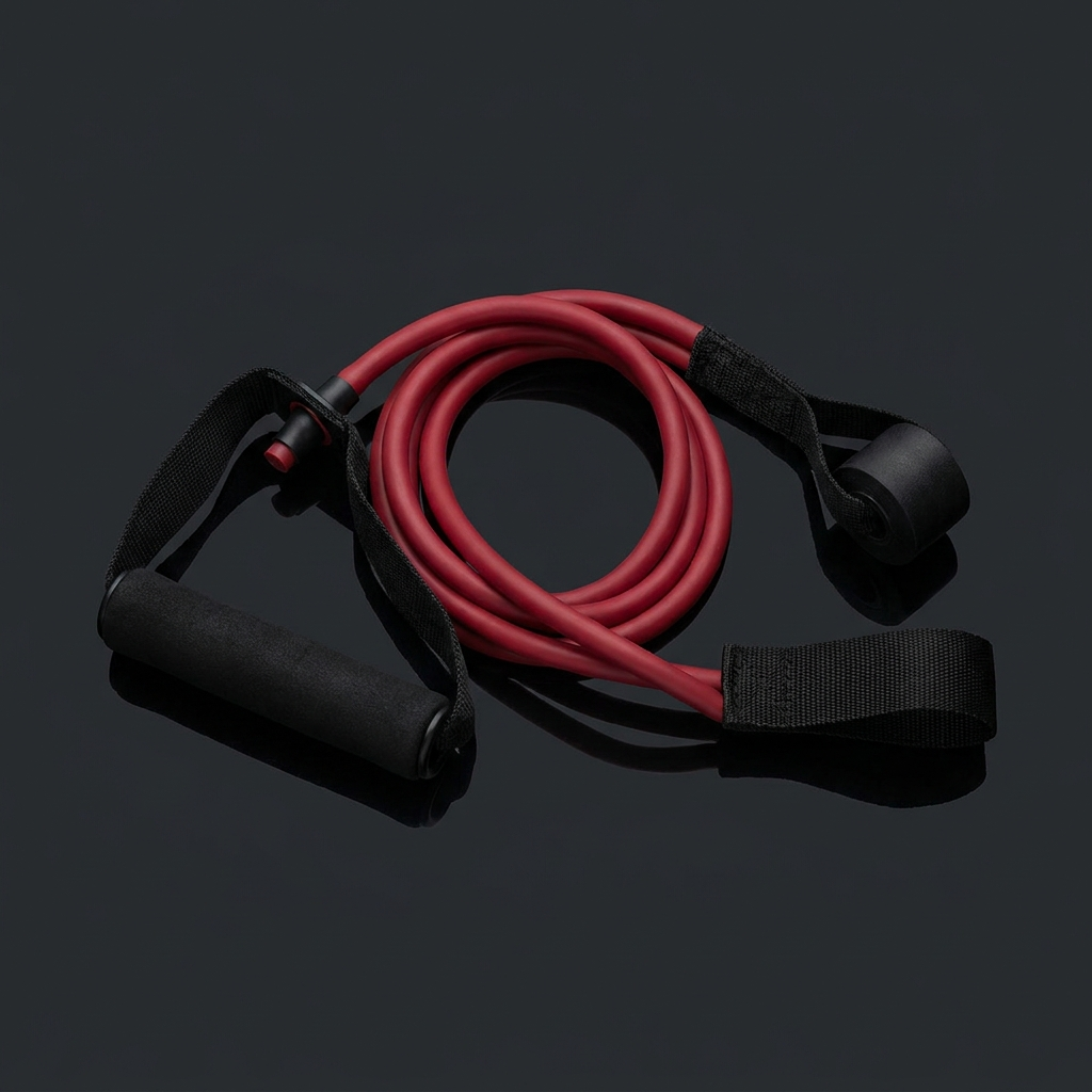 Resistance band set with door anchor, red with black handles - PhysioAthletX