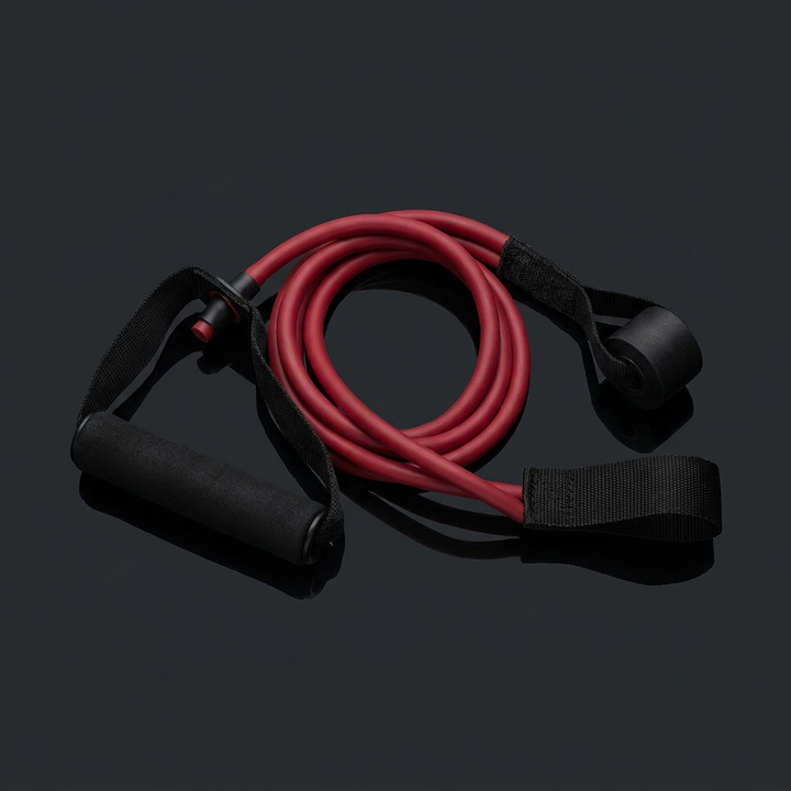 Resistance band set with door anchor, red with black handles - PhysioAthletX