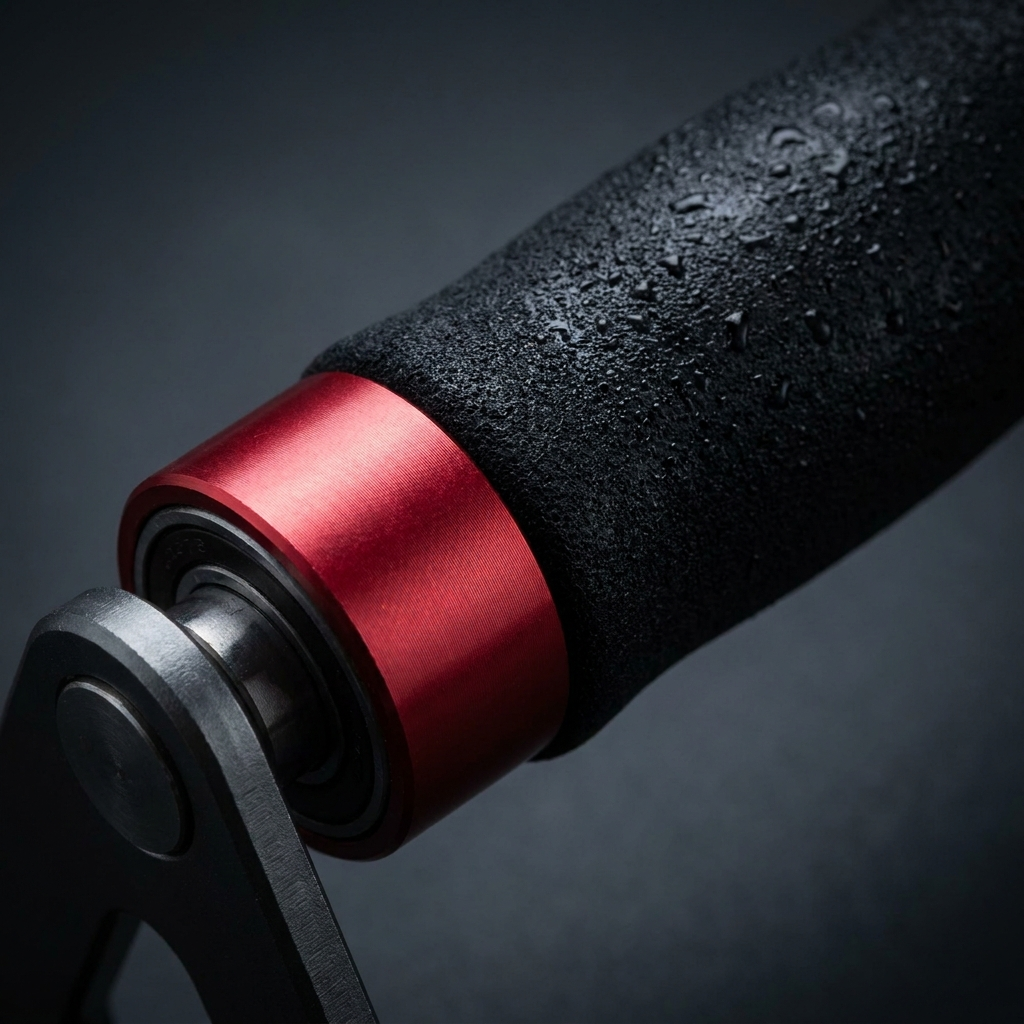 Push-up bar red accent ring close-up