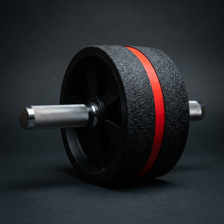 Ab roller handle and wheel close-up
