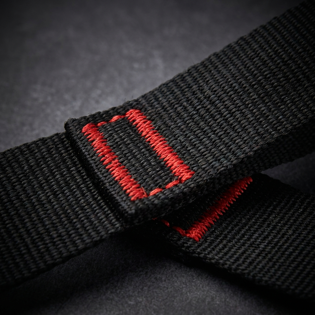 Woven nylon strap texture close-up