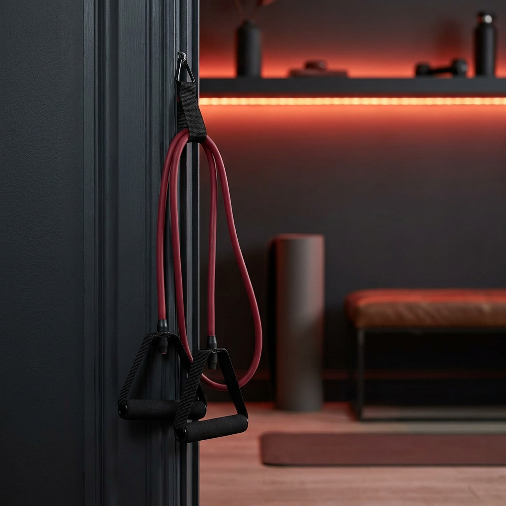 Resistance band in moody home setting - lifestyle
