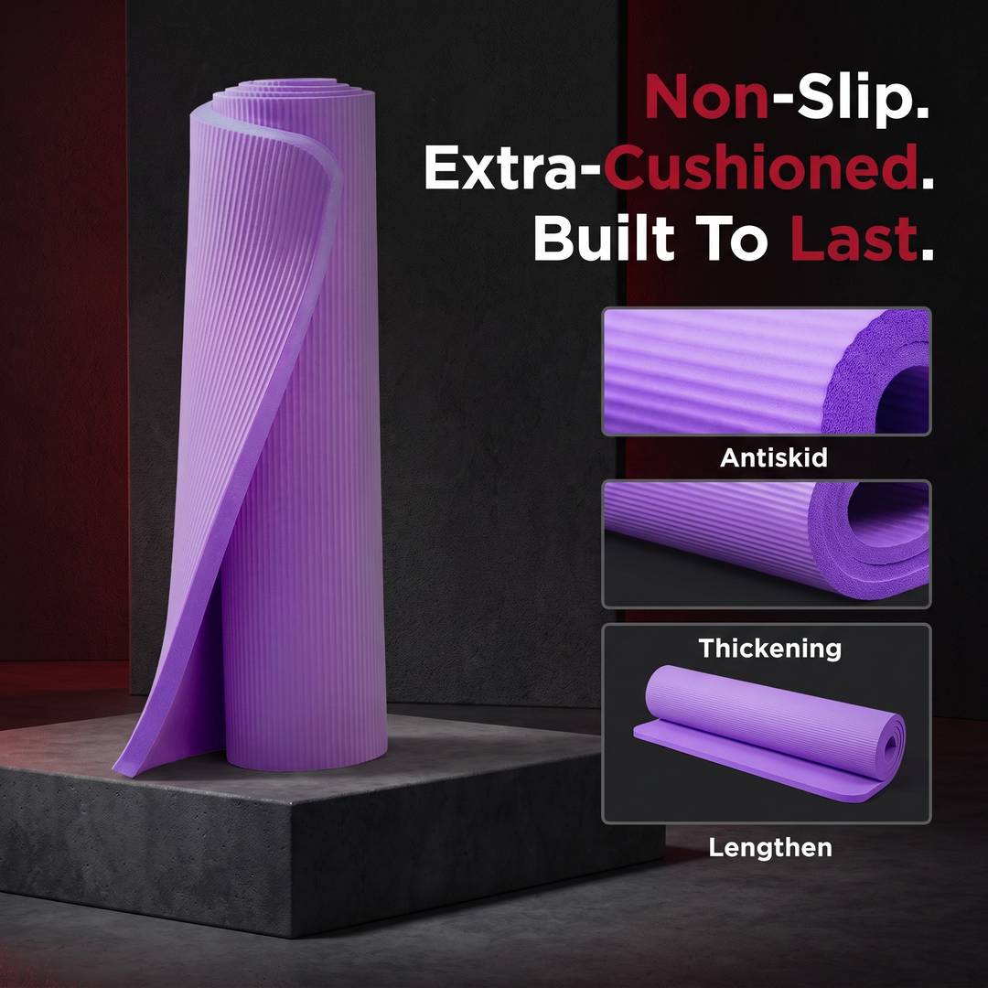 Professional Thick Exercise Mat Non-Slip Yoga Mat Pilates Fitness Training Mat - Non-Slip Extra-Cushioned Built To Last