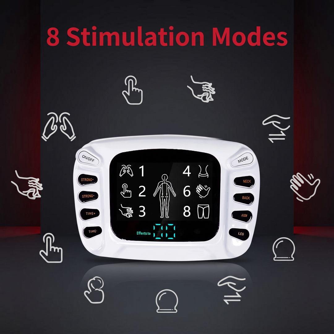 TENS EMS Muscle Stimulator - 8 Adjustable Stimulation Modes