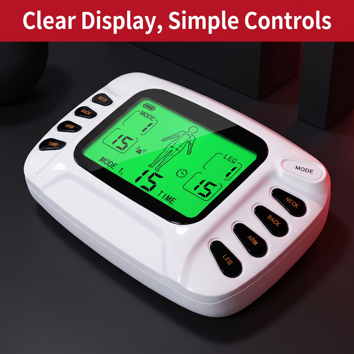 TENS EMS Muscle Stimulator - Clear Display and Simple Controls