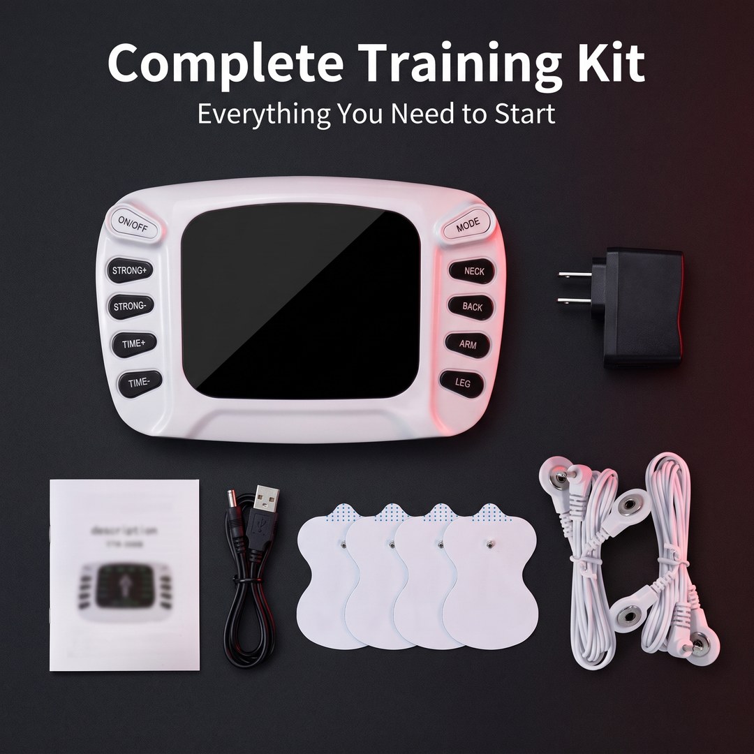 TENS EMS Muscle Stimulator - Complete Training Kit Contents Overview