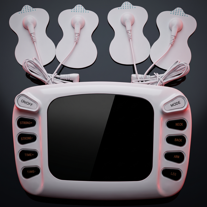 TENS EMS Muscle Stimulator with Electrode Pads - Detail View